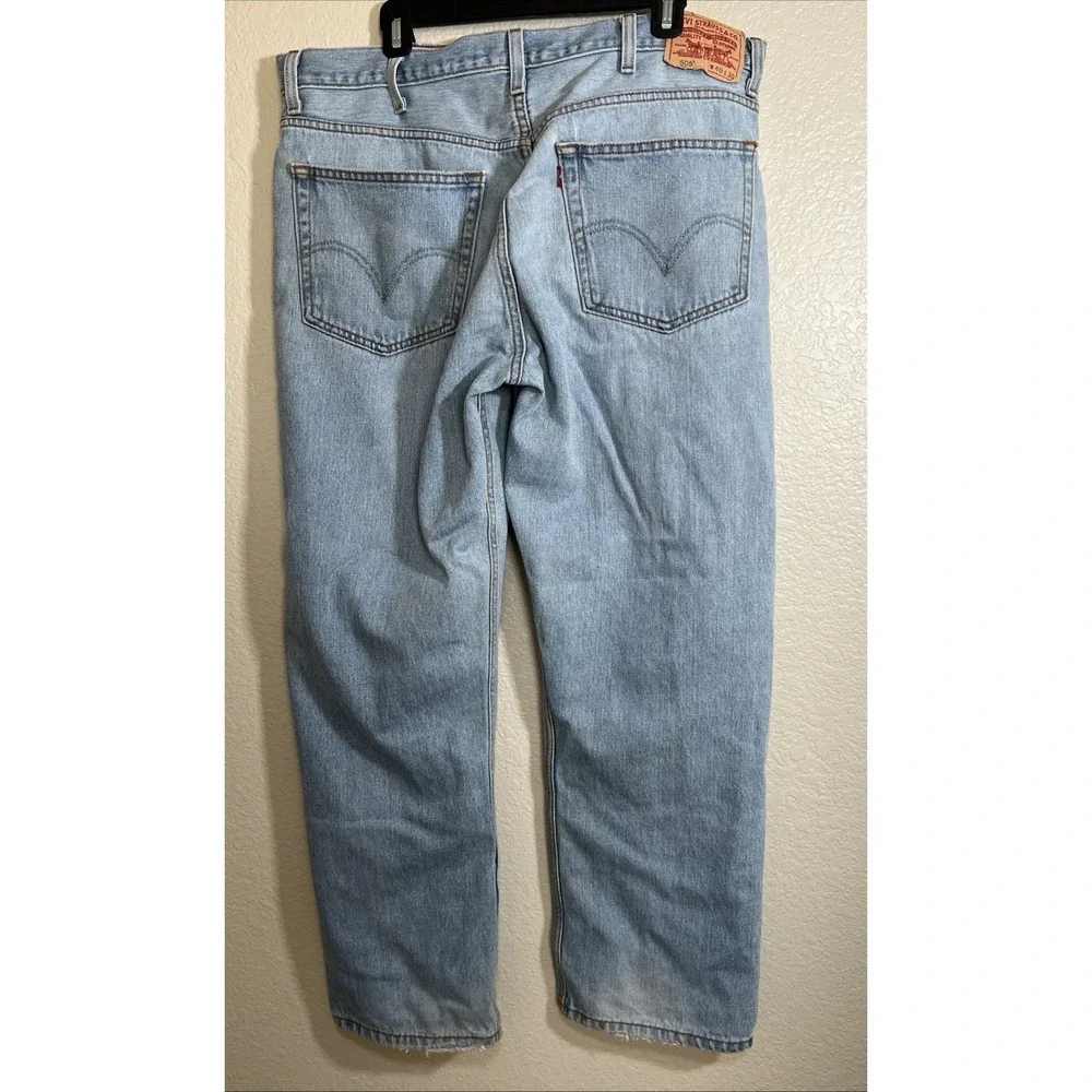 Levis 505 Jeans Mens 40x30 Light Blue Denim Pants Regular Fit  Y2K Retro